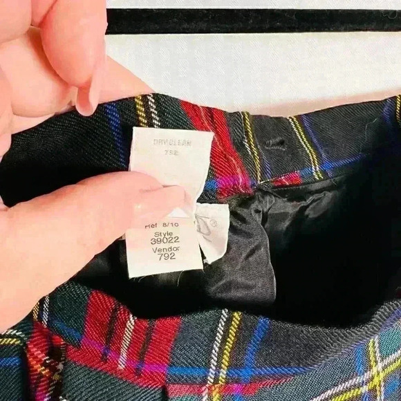 Lands End Tartan Plaid Midi Skirt Petite 12 100% Wool Red & Green - Picture 4 of 6
